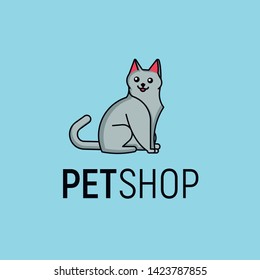 Pet shop logo template. Vector of cat design. Illustration for zoo shop, pet shop or store, pets care.  Label design elements. Concept for mobile app design and web site. 