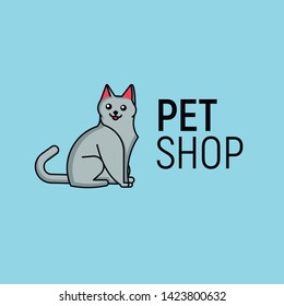 Pet shop logo template. Vector of cat design. Illustration for zoo shop, pet shop or store, pets care.  Label design elements. Concept for mobile app design and web site. 