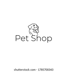 pet shop logo, using simple minimalist dog illustrations.
