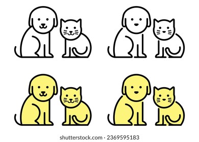 Pet shop mark for cats and dogs. Vector icon illustration material set