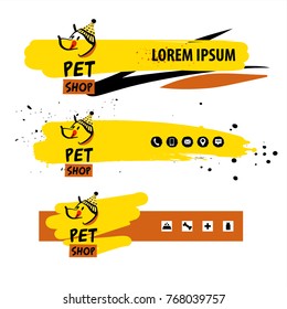 Pet shop. Mascot. Element design banner, poster, logo, sign for animal store, market, boutique.