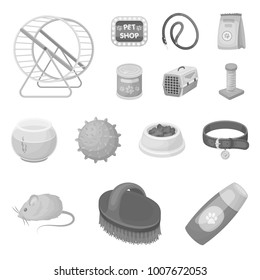 Pet shop monochrome icons in set collection for design.The goods for animals vector symbol stock web illustration.