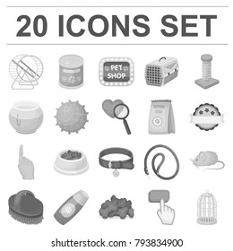 Pet shop monochrome icons in set collection for design.The goods for animals vector symbol stock web illustration.