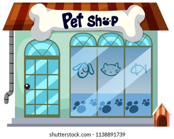 A pet shop on white background illustration