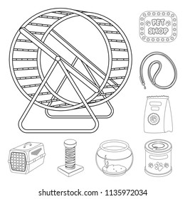 Pet shop outline icons in set collection for design.The goods for animals vector symbol stock web illustration.