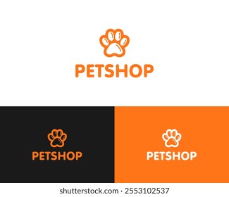 Tienda de mascotas Clínica de patas Huella animal veterinaria Icono de contorno simple Icono Vector Diseño de logotipo Ilustración