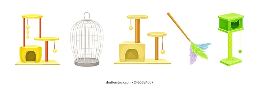 Pet Shop Product Assortment and Animal Accessory Vector Set