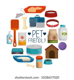 pet shop products set icons