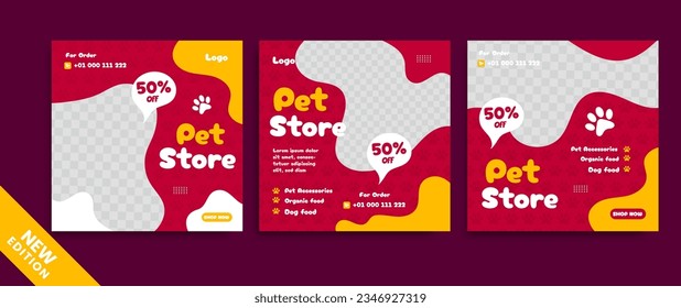 Pet shop promotion social media instagram post template