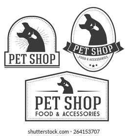 Pet shop retro insignia and logotypes collection 