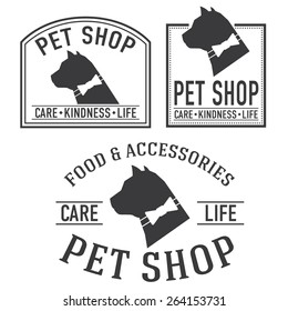 Pet shop retro insignia and logotypes collection 