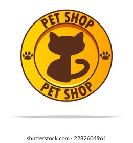 Diseño de etiqueta redonda de tienda de mascotas vector aislado