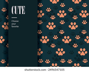 Tienda de mascotas Perro animal inconsútil Icono de huella lindo Patrón de Fondo de pantalla salvaje Patas Ornamento Silhouette Art