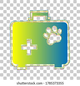 Pet shop sign illustration. Blue to green gradient Icon with Four Roughen Contours on stylish transparent Background. Illustration.