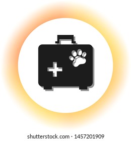 Pet shop sign illustration. Dark icon with shadow on the glowing circle button. Illustration.