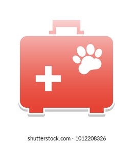 Pet shop sign illustration. Vector. Reddish icon with white and gray shadow on white background. Isolated.