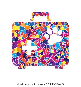 Pet shop sign illustration. Vector. Stained glass icon on white background. Colorful polygons. Isolated.
