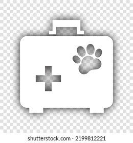 Pet shop sign illustration. White Icon with dropped natural gray Shadow at transparent Background. Illustration.
