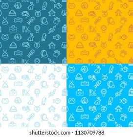 Pet Shop Signs Seamless Pattern Background Set for Web and App Element Concept. Vector illustration