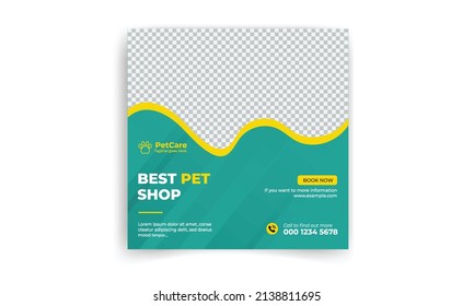 Pet shop social media post template design