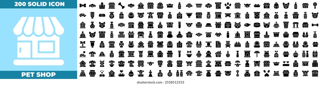 Pet Shop Solid Editable Icons set. Vector illustration in modern thin solid style of Pet Shop icons: petshop, business, dog, cat, etc