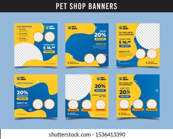 Pet shop square banner template. Promotional banner for social media post, web banner and flyer Vol.7