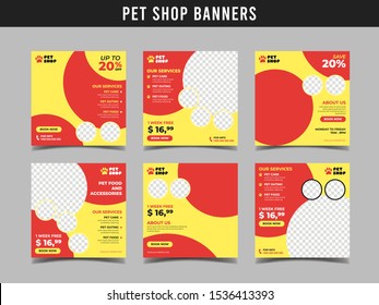 Pet shop square banner template. Promotional banner for social media post, web banner and flyer Vol.6