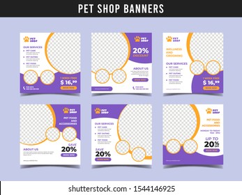 Pet shop square banner template. Promotional banner for social media post, web banner and flyer Vol.10