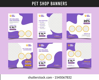 Pet shop square banner template. Promotional banner for social media post, web banner and flyer Vol.13