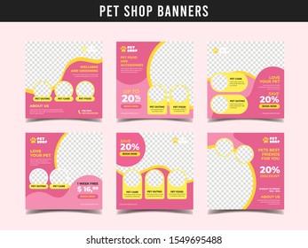 Pet shop square banner template. Promotional banner for social media post, web banner and flyer Vol.15