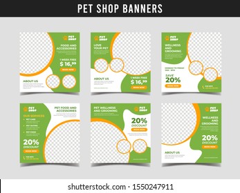 Pet shop square banner template. Promotional banner for social media post, web banner and flyer Vol.18