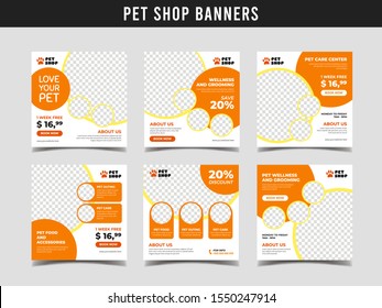 Viereckige Banner-Vorlage für Pet-Shop. Werbebanner für Social-Media-Beiträge, Webbanner und Flyer Vol.19