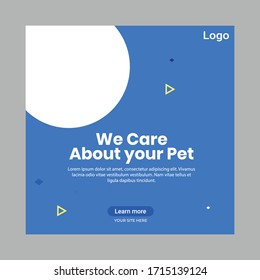 Pet shop square banner template. Promotional banner for social media post, web banner and flyer 