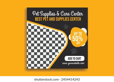 Pet shop square banner template. Promotional banner for social media post, web banner and flyer, Pet shop banner for social media post and story template, 