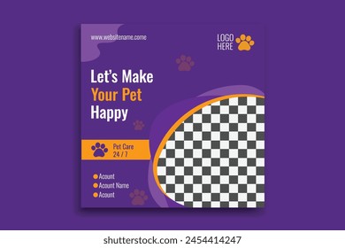 Tienda de mascotas Plantilla de Anuncio cuadrado. Anuncio promocional para publicación en medios sociales, Anuncio y volante de Web, Anuncio de tienda de mascotas para publicación en medios sociales y Plantilla de historias, 