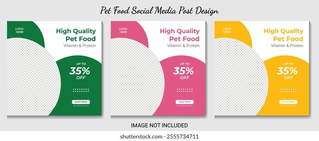  Pet shop square banner template. Promotional Banner for social media ads. animal food social media post pet food banner design. Animal food social media posts design template.