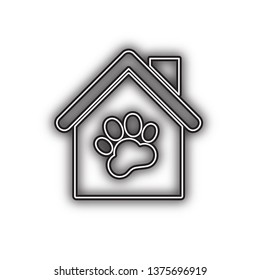 Pet shop, store building sign illustration. Vector. Double contour black icon with soft shadow at white background. Isolated.