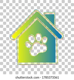 Pet shop, store building sign illustration. Blue to green gradient Icon with Four Roughen Contours on stylish transparent Background. Illustration.