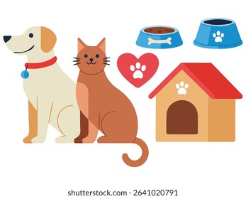 Pet shop supplies icon set isolated vector illustration on white background