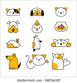 Pet shop symbols vector.