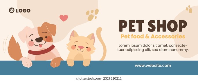 pet shop template. pet care promotion. vector illustration. poster, banner, flyer, template. sale banner. pet care. pet accessories shop.