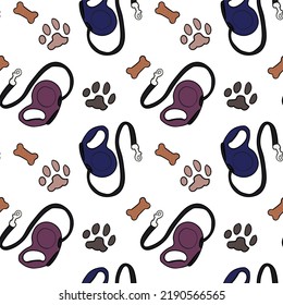 Pet Shop Vector background. Leash and paw of a cat.