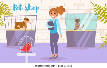 Pet shop Vector. Cartoon. Isolated art on white background. Flat 