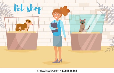 Pet shop Vector. Cartoon. Isolated art. Flat Cat show