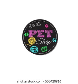 Pet shop. Vector hand drawn sticker