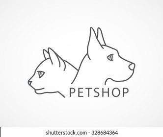 Pet Shop. Vector image of an dog and cat on white background.