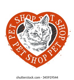 pet shop vector logo design template. cat head or animal icon