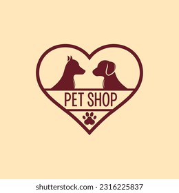 pet shop vector logo, dog and cat grooming suitable for company symbol