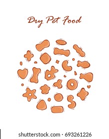 Pet Shop Vector Set. Dry Pet Food. Hand drawn doodle Cat food or Dog Food