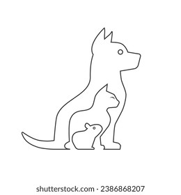 Icono de línea de vectores de animales de tienda de mascotas